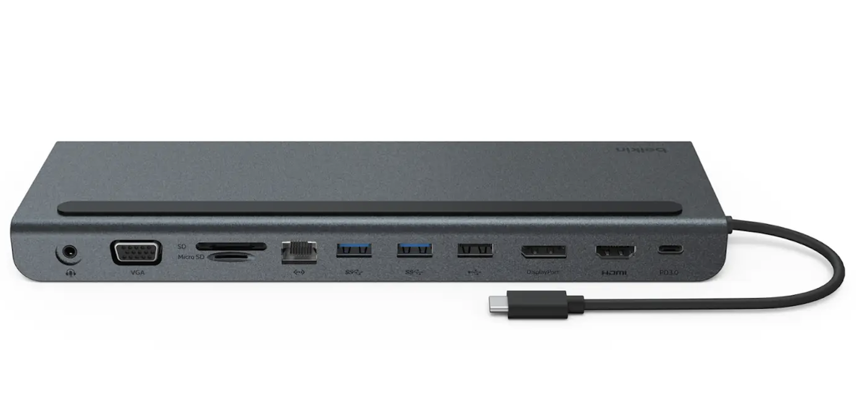 Belkin 11-in-1 USB C Hub w/ 4K HDMI, DP, VGA, 100W PD Docking Station INC022ttDG-RL (Dark Gray)